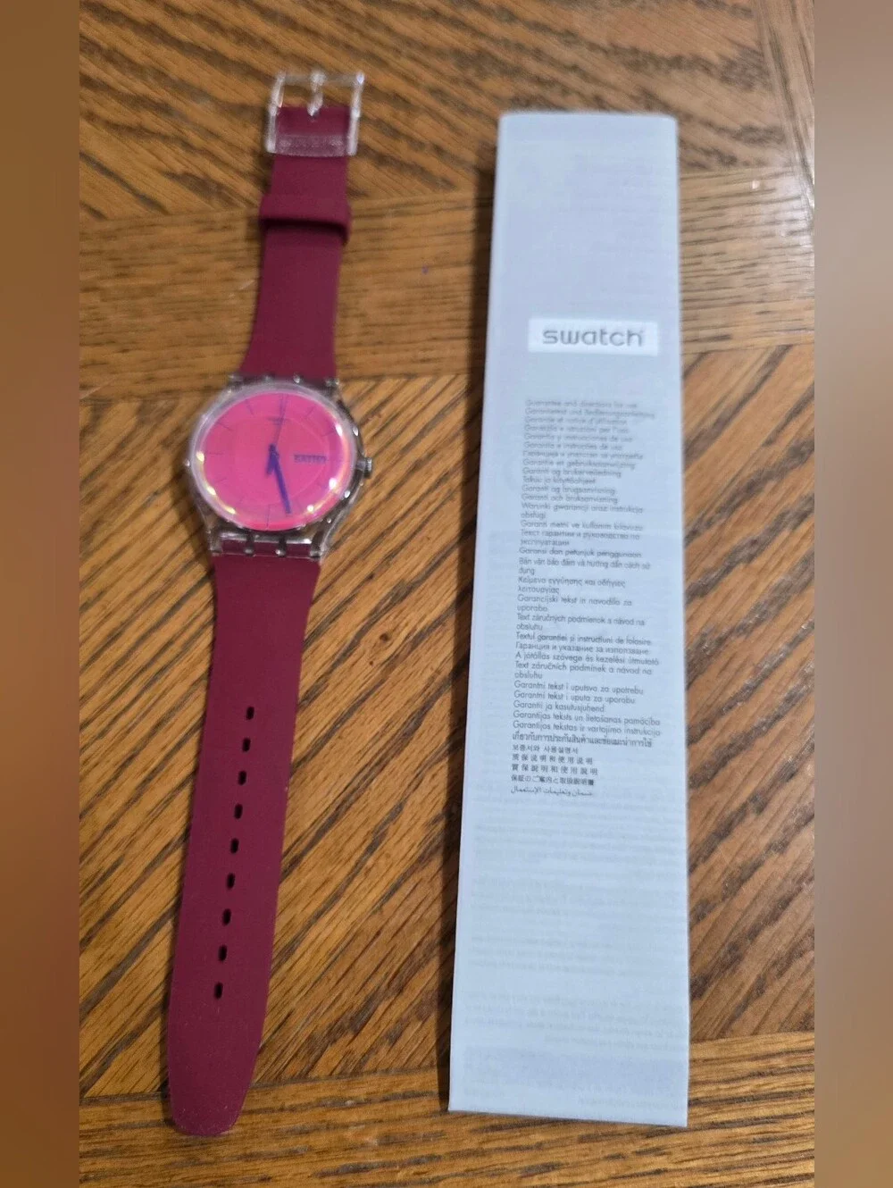 NWT In Box Swatch Polared SUOK717  with Pink Dial And New Guard NEW GENT